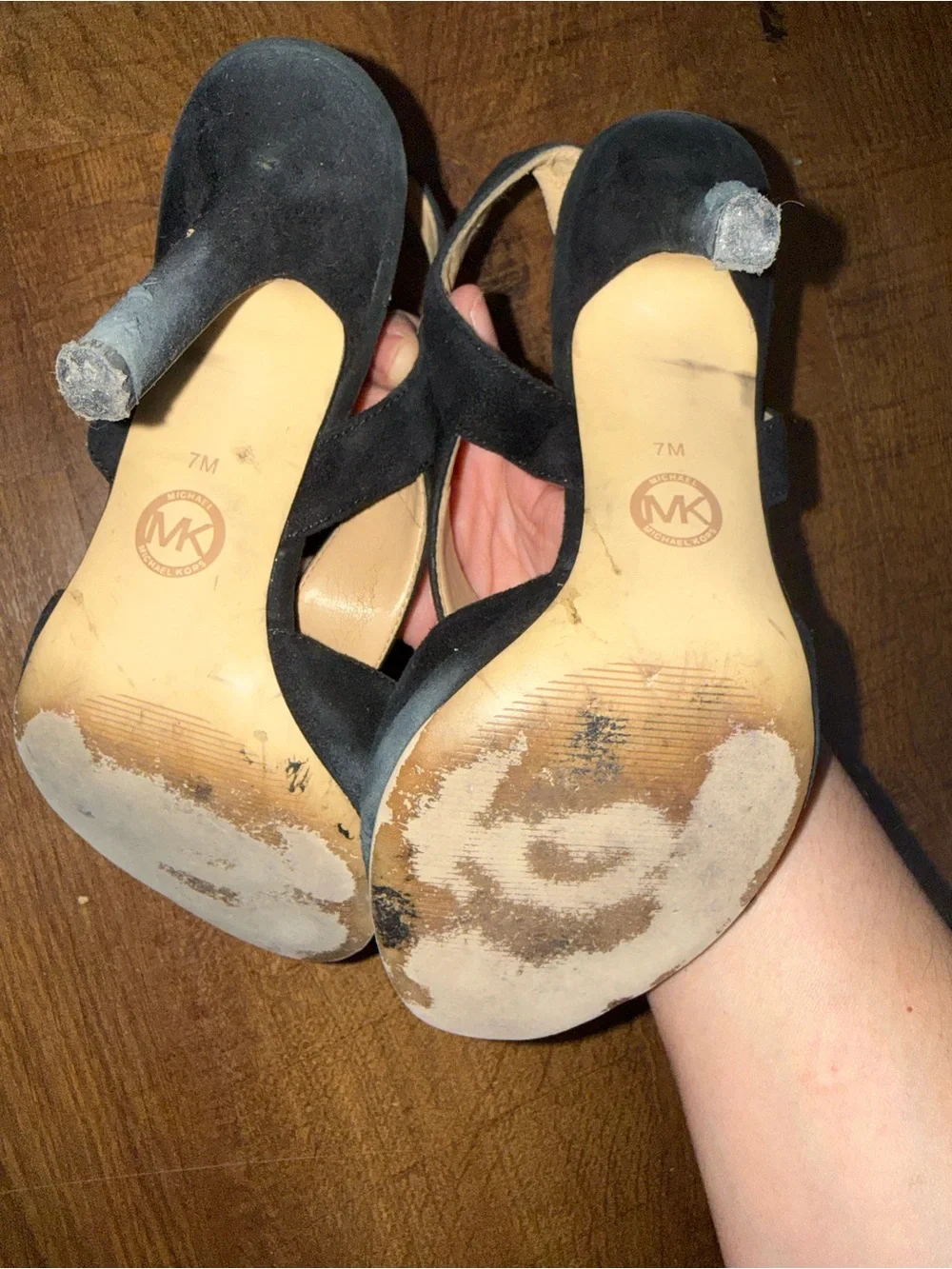 Michael Kors Black Suede Peep-Toe Wedge Sandals